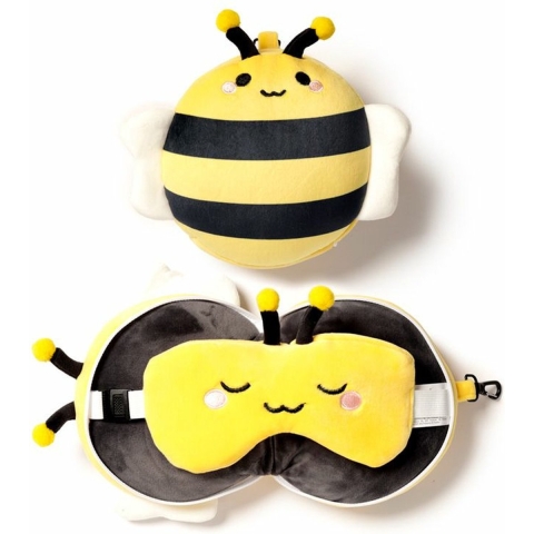 Bij knuffel/reiskussen/slaapmasker - 2-in-1 set - voor kinderen -