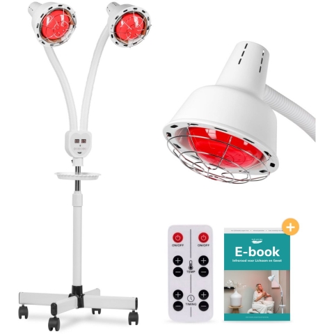 Soft & Silky Infraroodlamp 2 Koppen - Draaibaar - Infrarood - Therapie - Deken - Lamp - Verwarmingspaneel - Verwarming