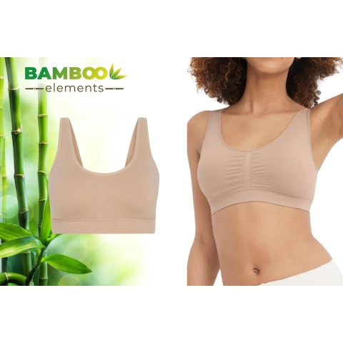 Bamboo Elements Naadloze BH zonder Beugel - Bralette Dames - Uitneembare Cups - Nude