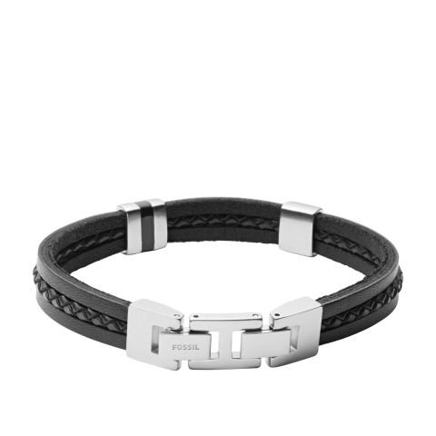 Fossil JF03686040 - Herenarmband - Leer - Zwart - 195 mm