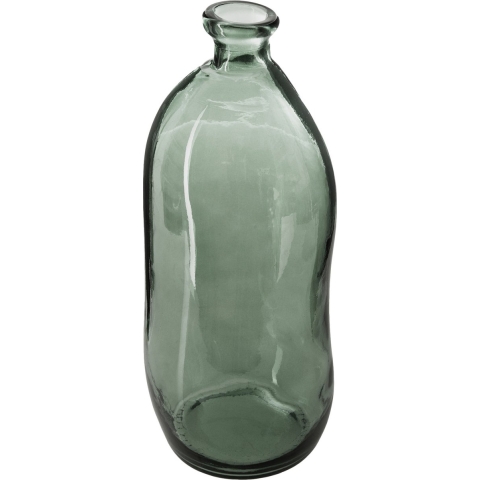 Atmosphera bloemenvaas Organische fles vorm - groen transparant - glas - H36 x D15 cm -