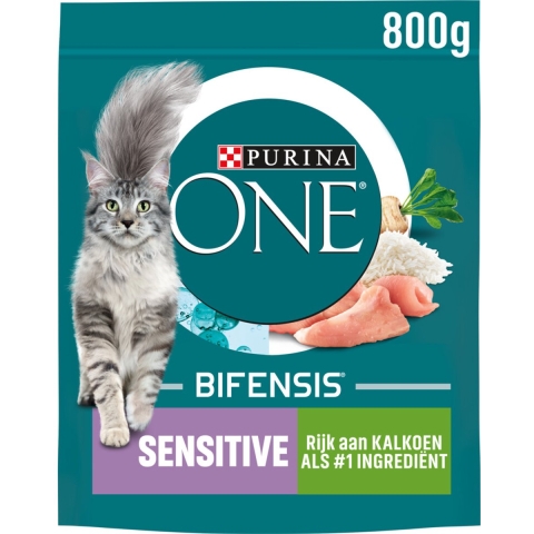 Purina ONE Kattenvoer Droog Sensitive Kalkoen 800 gr