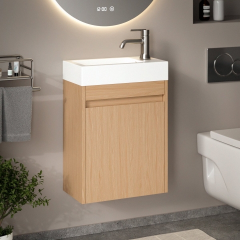 Mirlux Toiletmeubel vivo 40cm licht eiken wastafel wit