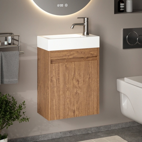 Mirlux Toiletmeubel vivo 40cm warm eiken wastafel wit