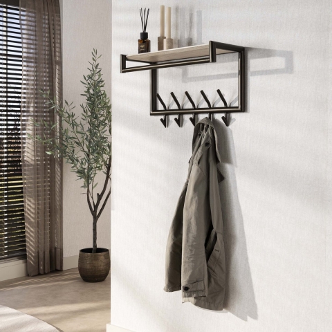 Hoyz kapstok terra 2x5 haken 65cm melamine travertine
