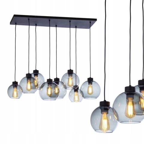 TK Lighting - Cubus hanglamp 95 cm lang 8-vlams rookgrijs glas