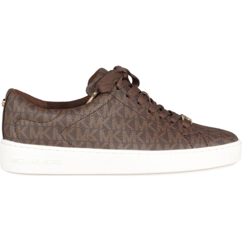 Michael Kors Keaton Lace Up - Dames Sneakers - Canvas met logoprint - Bruin (maat 36)