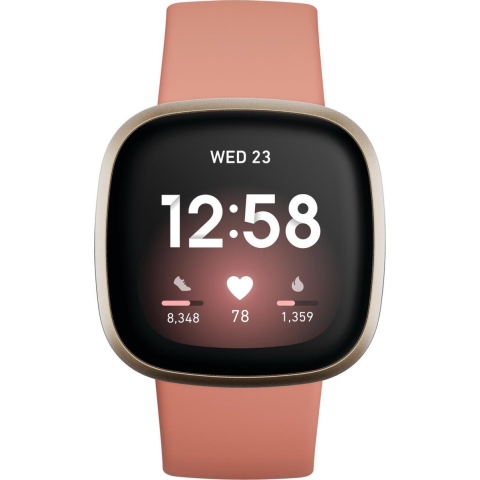 Fitbit Versa 3 - Smartwatch - Ingebouwde GPS en Hartslagmeting - Goud (Roze)