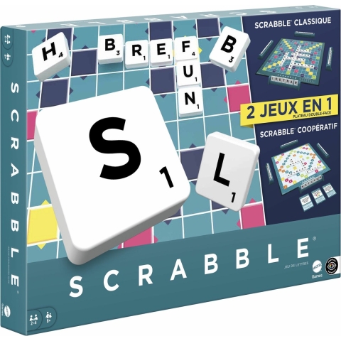 Mattel Scrabble Together - Bordspel - Twee spellen inéén - Franstalig