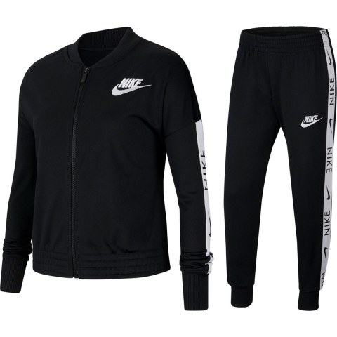 Nike Maat 158 - Trainingsbroek - Elastische tailleband en ribboorden - Zwart-wit