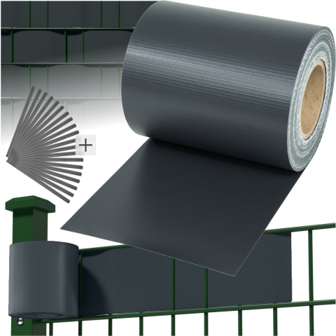 tectake® - Privacyfolie voor hek/tuinscherm - 35 meter - 19 cm hoog - antraciet - 401863