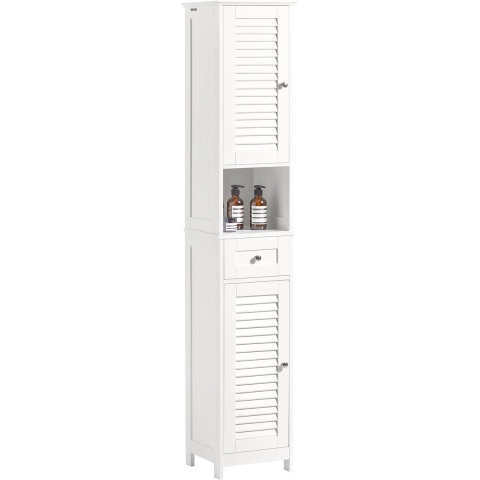 SoBuy Hoge Badkamerkast - Hout - Wit - 32x170x30 cm