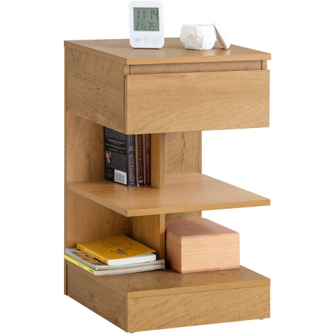 SoBuy Bijzetkastje - Salontafel met 1 uitschuifbare lade - Max. 45KG - 39 x 65 x 39 cm - Houtkleur