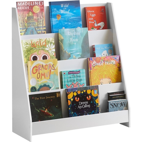 SoBuy Kinderboekenplank - 4 Opbergvakken - Wit - 80x30x88 cm