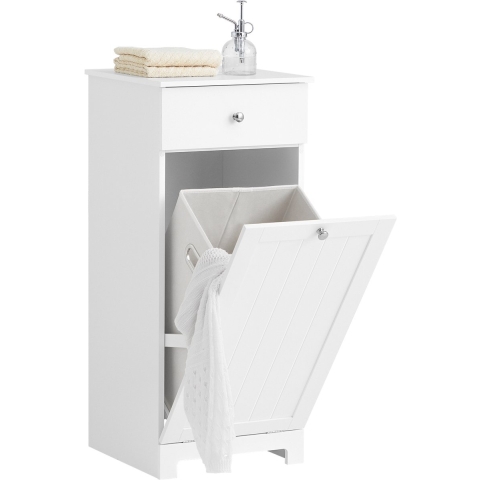 SoBuy Badkamerkast - met Wasmand - 40 x 90x 38 cm - Wit