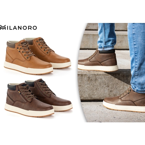 Milanoro - Comfortabele sneakers voor heren - Cognac - Maat 44