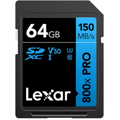 Lexar 64GB SDXC 800x PRO Blue Series UHS-I V30 150 MBs