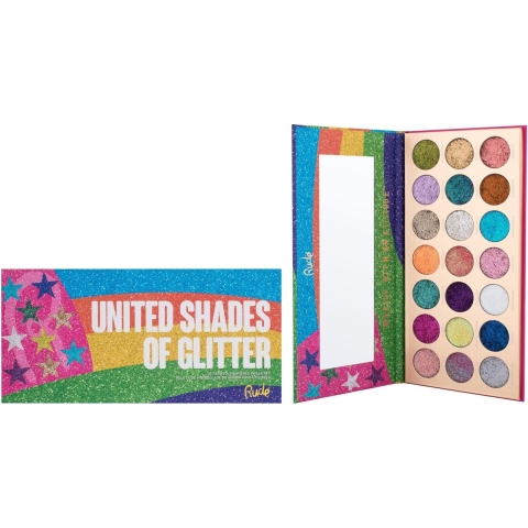 Rude Cosmetics United Shades of Glitter  21 Pressed Glitter Palette 23 g