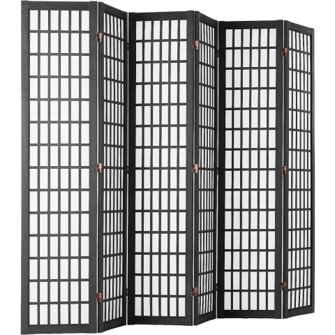 VEVOR Room Divider 6-delig Japans privacyscherm, opvouwbaar scherm, draagbaar decoratief scherm voor kamerafscheiding, roomdivider geschikt voor kantoor, restaurant, slaapkamer (zwart)