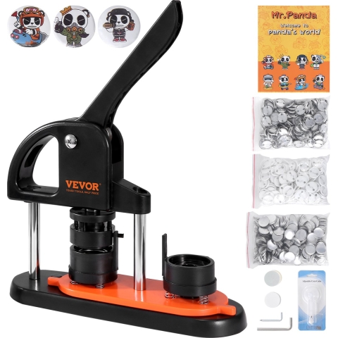 VEVOR Button Machine Button Making Machine 32mm 500 stuks Badge Punch Press, Button Press, DIY Badge Press Machine Button Badge Maker voor gepersonaliseerde badges inclusief Spellbook en Circle Cutter