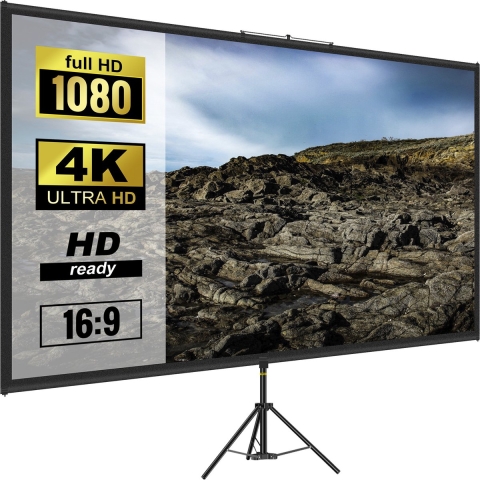 VEVOR Projectiescherm 228,6cm Projectorscherm 4K HD Projector Screen van Polyester en Aluminiumlegering met Verstelbaar Aluminium Statief en 160 Graden Kijkhoek voor Thuisbioscoop, Vergaderruimte, enz