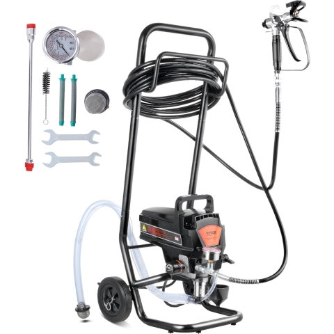 VEVOR Airless verfspuit, 950W, 3000 psi, zeer efficiënte elektrische verfspuit, verfspuiten, spuitmachine, hogedruk airless verfspuitsysteem met 15 m hogedrukslang