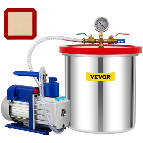 VEVOR Vacuümpomp Vacuümpomp Vacuümkamerkit 5 Gal 5CFM 1/3HP 1 Stage