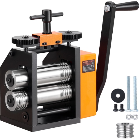 VEVOR 3 in 1 handwalsmachine 75 mm combinatiewalsmachine, handmatige walsmachine sieradenwalsmachine verstelbare dikte van 0,03 tot 6,5 mm, handwalsmachine voor platina / K-goud / messing