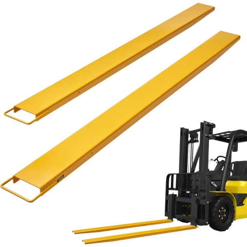VEVOR palletvorkverlengstukken, 243,8 cm lang, 14 cm breed, robuuste vorkverlengstukken van koolstofstaal voor heftrucks, 1 paar vorkverlengstukken, industriële vorkverlengstukken, geel