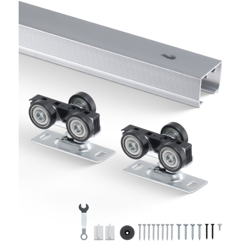 VEVOR Schuifdeur Hardware Track Kit Schuifdeursysteem 1746 mm Hardware Kit voor 610-914 mm brede enkele deuren, soepel en eenvoudig te installeren Schuifdeur Hardware 100 kg draagvermogen