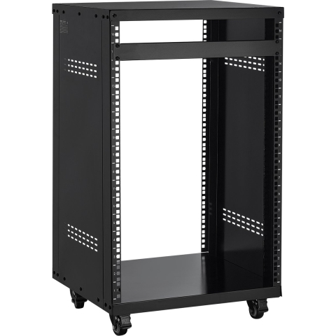 VEVOR 16U AV-rack, 90,7 kg, thuisstudio-rack met vergrendelbare wielen, open frame serverkast, geventileerd ontwerp, voor montage van 482 mm audio-, video-, muziek- en IT-apparatuur