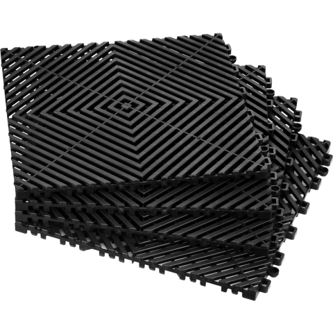 VEVOR Interlocking Drainage Mat Douchemat 31 x 31 cm Modulaire Interlocking Vloermatten, 55 Stuks Splitsbare Drainagematten, Antislip Drainage Vloertegels, voor Garage Tuin Zwart