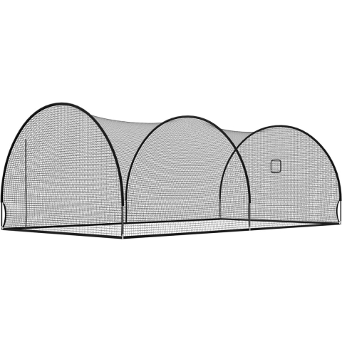 VEVOR honkbal slagkooi (halfrond) net 678x370x240 cm, draagbaar trainingsnet met 4-laags en knooploos polyesterweefsel en opening voor werpmachines, incl. softbal trainingskooi net