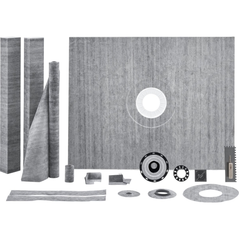 VEVOR Doucherandset, 1219 x 1524 mm Douchebakset met PVC-middenflens, waterdicht membraan, RVS rooster en voegafdichting, Douchebakhelling geschikt voor badkamer