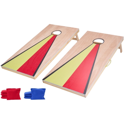 VEVOR Cornhole-spelset (1255 x 600 x 302 mm) Cornhole-spelborden, draagbaar werpbord van massief hout, cornhole-spel voor volwassenen, inclusief 8 zitzakken en handvat, voor kamperen in de tuin