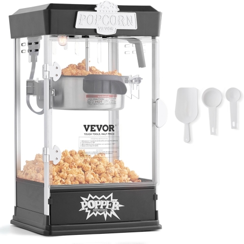 VEVOR Popcornmachine Popcornmachine Popcornapparaat 480 W Popcornmachine, Popcornmaker 4 oz Ketel voor 1,5 gallon per lading, Tafelpopcornmachine Popcornmachine inclusief 3 scheppen Cinema-stijl Zwart