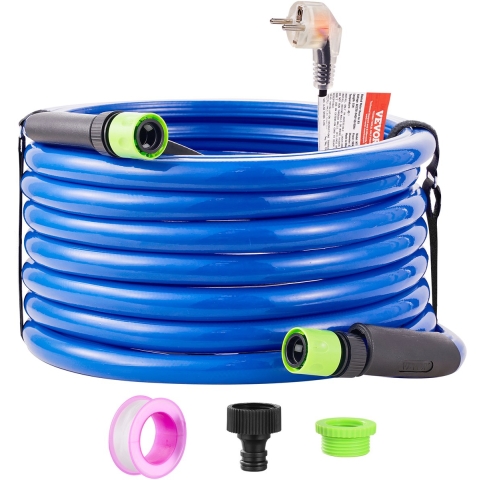 VEVOR 25-voet verwarmde waterslang voor camper, verwarmde drinkwaterslang met vorstbeveiliging tot -45 °F, automatisch zelfregulerend, binnendiameter van 5/8 inch met snelkoppelingsset, loodvrij en BPA-vrij