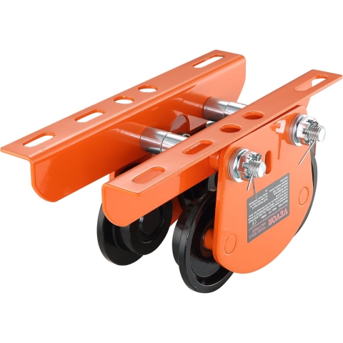 VEVOR Trolley 1 ton laadvermogen bovenloopkraan 68-110 mm verstelbare breedte kraan 350 x 196 x 160 mm rollende trolley dubbel wielontwerp handtrolley voor I- en H-balken bovenloopkraan laadkraan