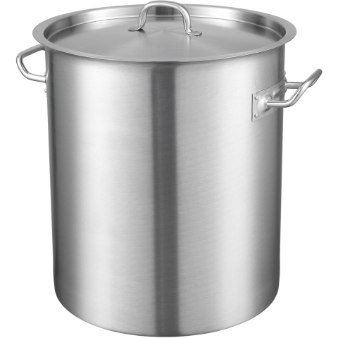 VEVOR 39,7 L roestvrijstalen kookpan, 350 x 410 mm grote soeppan met composietbodem, geschikt als aspergepan en sauspan, praktische keukenpan voor grote ingrediënten, inductiekookpan, inductiekookpan