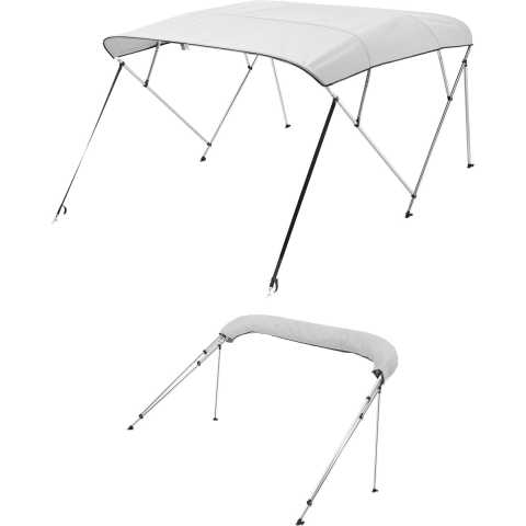 VEVOR Bimini Top Bootkap Zonnescherm (4 Bogen) Gemaakt van 600D Polyester met Aluminiumlegering Frame, Waterdichte Zonnescherm Bootluifel met Opbergtas, 170-183 cm (B) Lichtgrijs