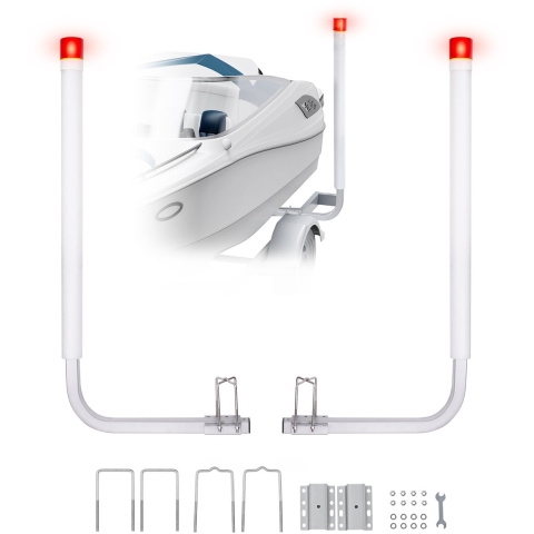 VEVOR 1,17 m Trailer Pole Boottrailer Crank Support Boot Guide met LED-licht, 30 cm Verstelbare Boottrailer Guide-on, Reserveonderdelen en Accessoires voor Skiboot Visboot Zeilboot Trailer