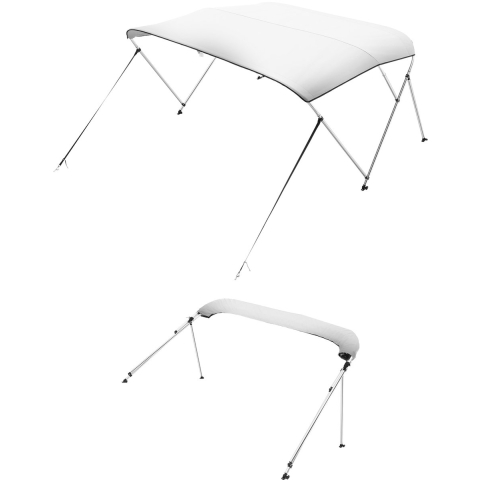 VEVOR Bimini Top Bootkap Zonnescherm (3 Bogen) Gemaakt van 600D Polyester met Aluminiumlegering Frame, Waterdichte Zonnescherm Bootluifel met Opbergtas, 210-213 cm (B) Lichtgrijs