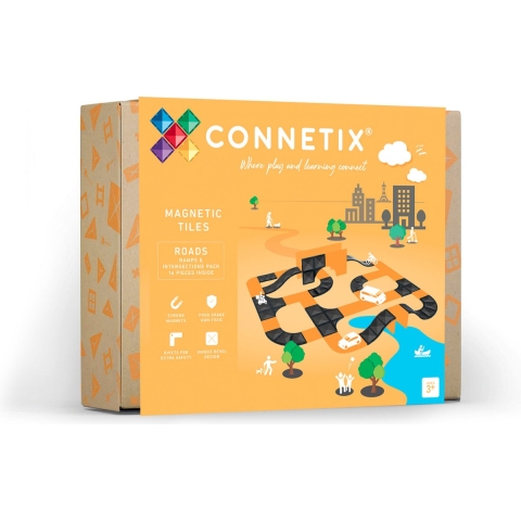 Connetix Magneetset - 16 Onderdelen - Hellingsbanen & Kruispunte - Connetix - OneSize - Magnetisch speelgoed