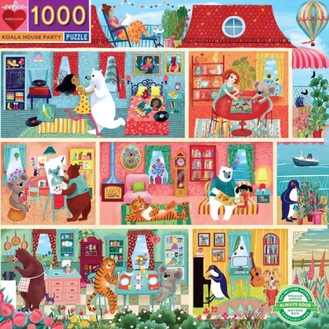 Eeboo Puzzel - 1000 Bakstenen - Koala House Party - Eeboo - OneSize - Puzzel
