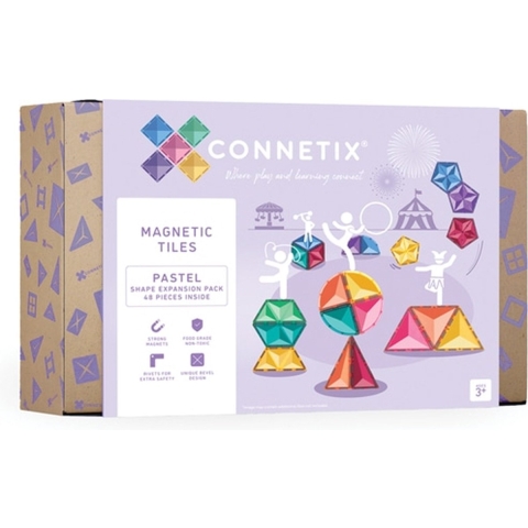Connetix Magneetset - 48 Onderdelen - Pastel Vormuitbreidingspak - Connetix - OneSize - Magnetisch speelgoed
