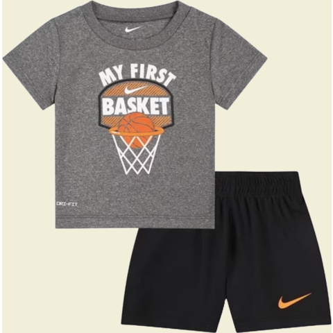 Nike Shorts Set - T-Shirt/Shorts - My First Basketbal - Zwart/Gr - Nike - 12 mnd - Shorts