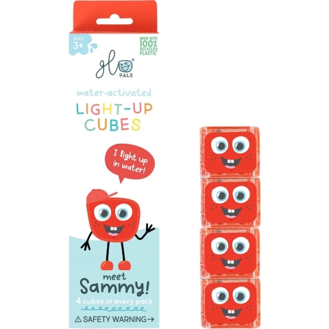 Glo Pals Sensorische Kubussen m. Licht - Sammy - 4 st. - Rood - Glo Pals - OneSize - Badspeelgoed