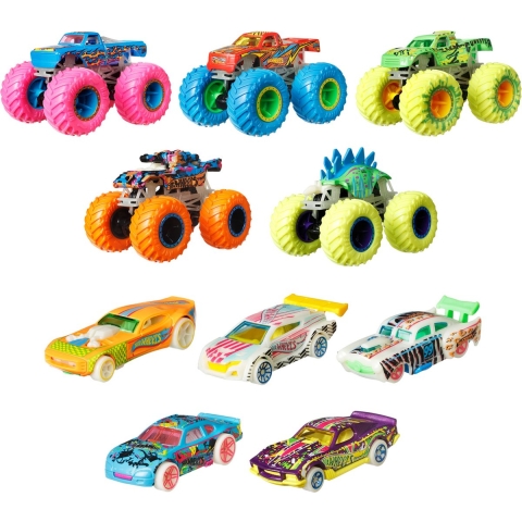 Hot Wheels Auto's - 10-pack - Glow In The Dark - Hot Wheels - OneSize - Auto