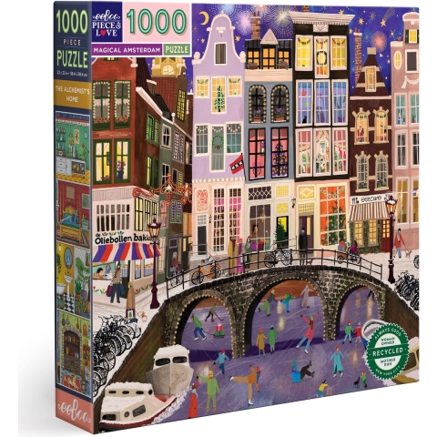 Eeboo Puzzel - 1000 Bakstenen - 58,4x58,4 cm - Magisch Amsterdam - Eeboo - OneSize - Puzzel