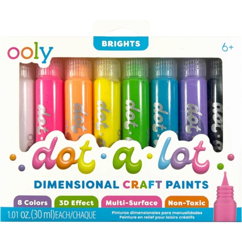 Ooly Dot Paint 3D Effect - 8-stk - Dot-a-Lot - Heldere kleuren - Ooly - OneSize - Marker